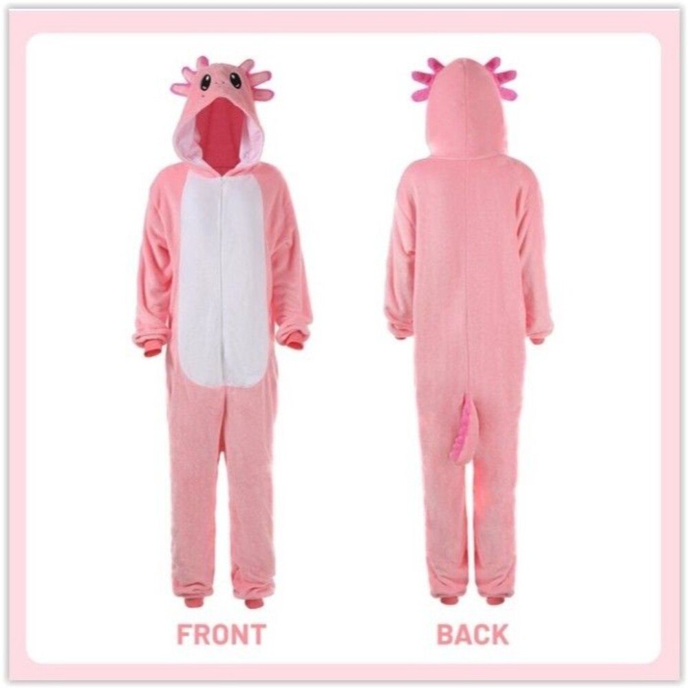 Kid's Pink Axolotl Costume Size (8-10yr) PJs, Jumpsuit,Halloween with Hood NEW